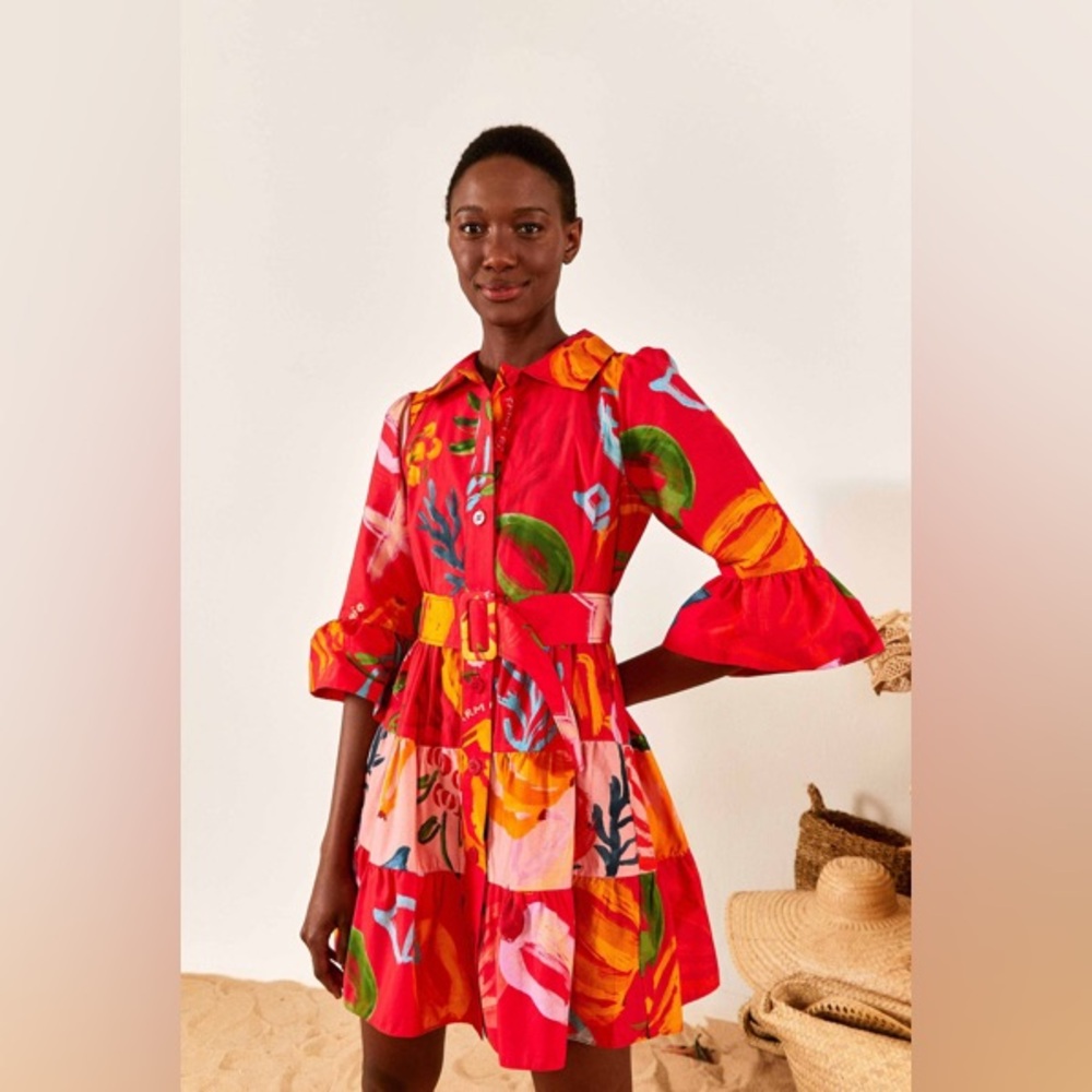 🌟HOST PICK🌟FARM Rio Red Mixed Fruits Ocean Mini Dress in Organic Cotton